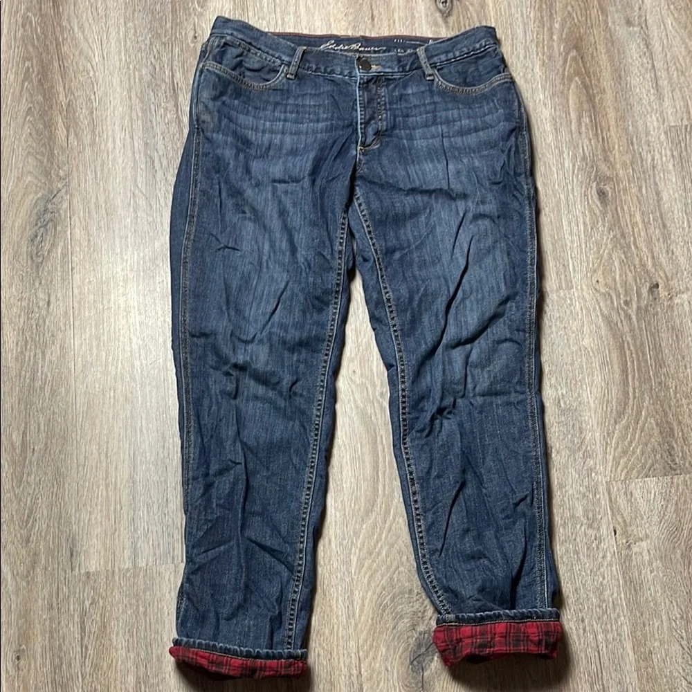Eddie Bauer Flannel Lined Women's Relaxed Fit Straight Leg Jeans Size 10 - Picture 4 of 15